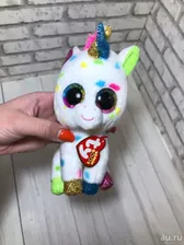 Мягкие игрушки с большими глазами глазастики TY beanie boos . Подарок для девочки ,маленький пятнистый единорог , мягкая плюшевая игрушка. Высота 17 см. Новый