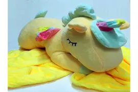 Мягкая игрушка - подушка Единорог 3 в 1 с пледом внутри, длина 64 см.