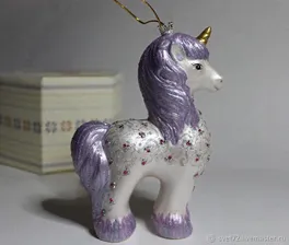 Единорог новогодняя игрушка из фарфора
