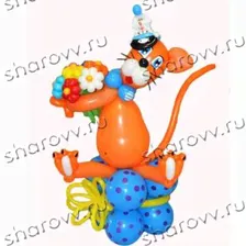 Шар фольга "Кот-Единорог розовый"