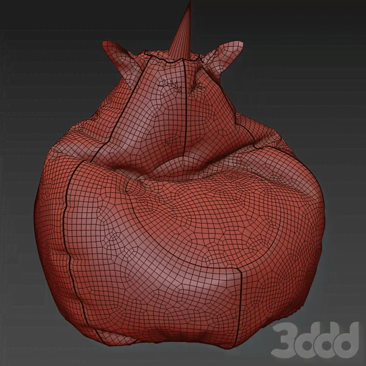 Кресло Мешок Единорог Розовый - Другая мягкая мебель - 3D модель-3