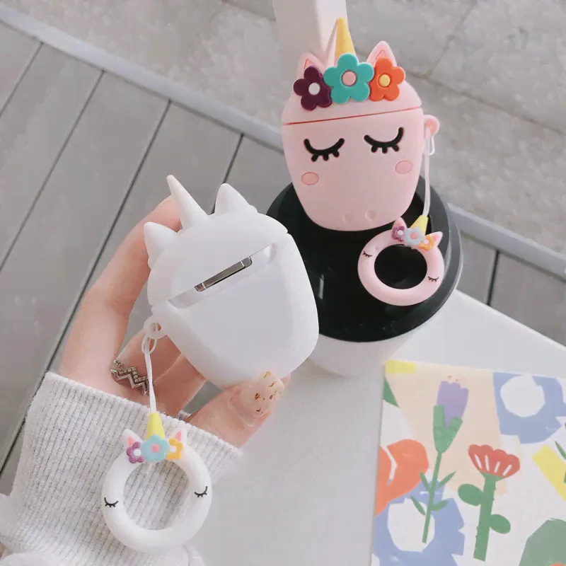 🛍 Чехол Единорог для AirPods 2, симпатичный мультяшный чехол для беспроводных Bluetooth наушников Air Pods 1 2, чехол для зарядки наушников-3