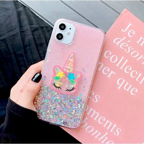 Чехол Единорог с блестками iPhone XR-0
