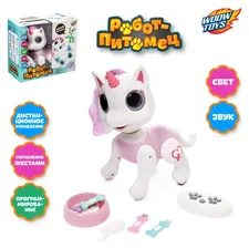 WOOW TOYS Робот единорог «Питомец» WOOW TOYS, программируемый, на пульте управления, интерактивный: звук, свет, танцующий, на аккумуляторе, розовый